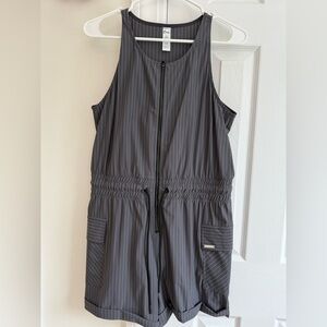 Zyia woman’s gray pinstripe La Jolla Romper